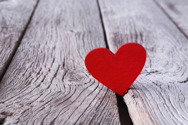 Valentine day background, paper heart on wood, copy space - Fotografie, Obrázek