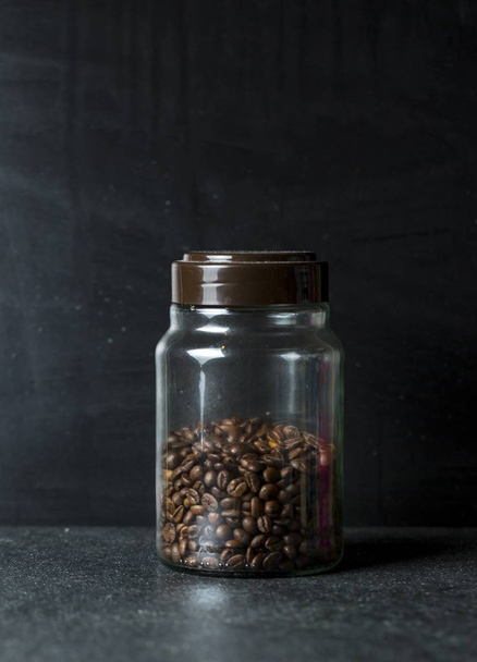 Glass jar with coffee beans - Foto, Imagem