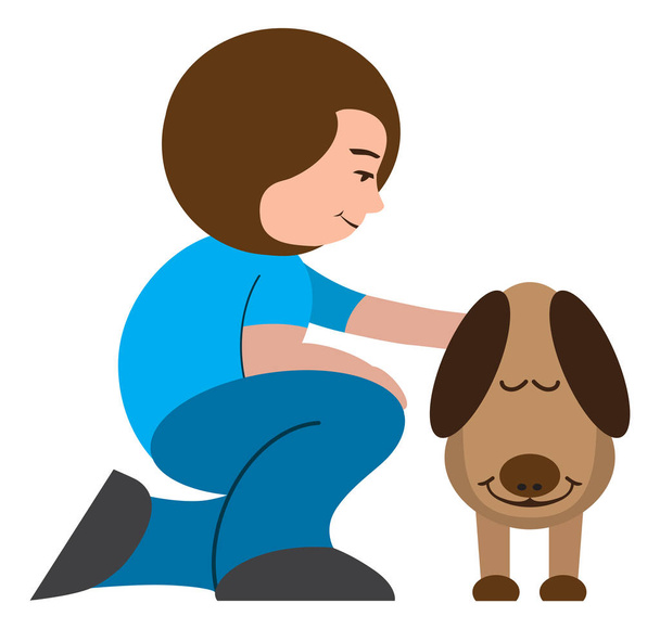 nő petting kutya - Vektor, kép