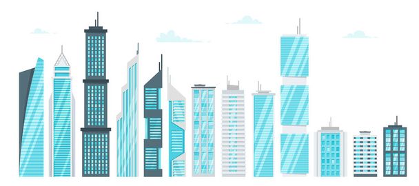 σειρά από σύγχρονες ουρανοξύστες της πόλης - Διάνυσμα, εικόνα