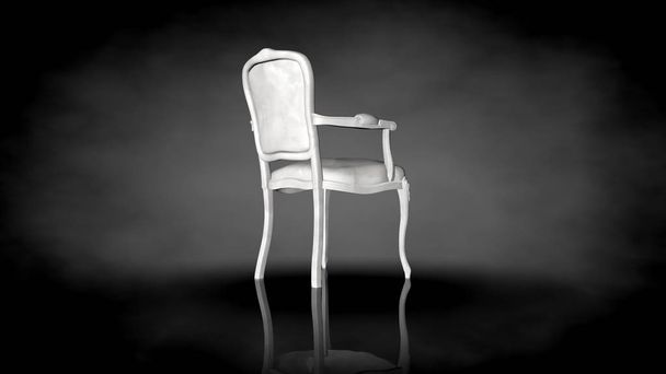 3d rendering of a white chair on a black background - Foto, imagen