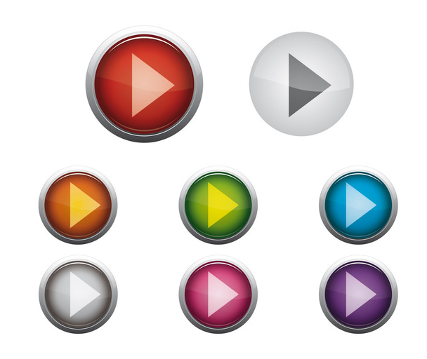 Brillantes botones web de reproducción de música en Internet
 - Vector, Imagen