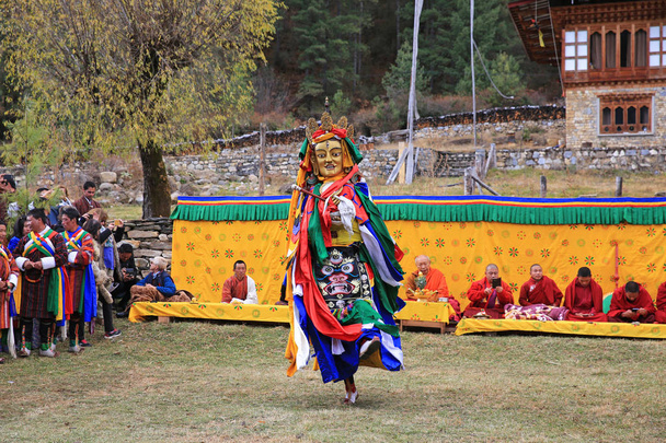 Bhutanese Yak Festival Deity Celebrates With a Dance - Photo, Image