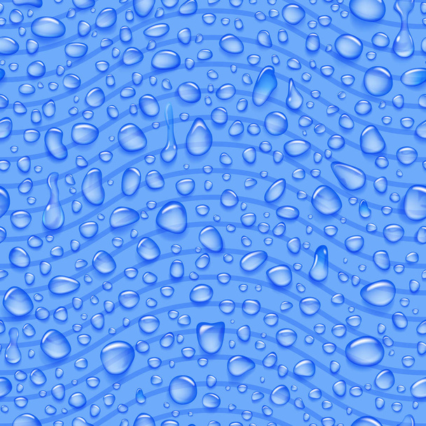 波と水滴のシームレス パターン - ベクター画像