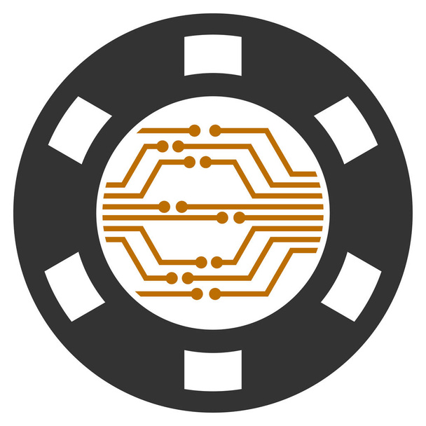 Digital Casino Chip Flat Icon - Vektor, obrázek