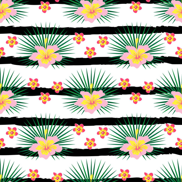 pattern with lines and flowers - Vektör, Görsel