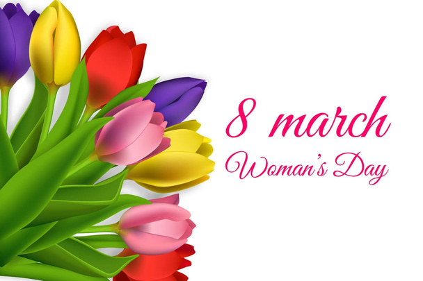 Realistic tulips 8 march womans day - Vector, Image