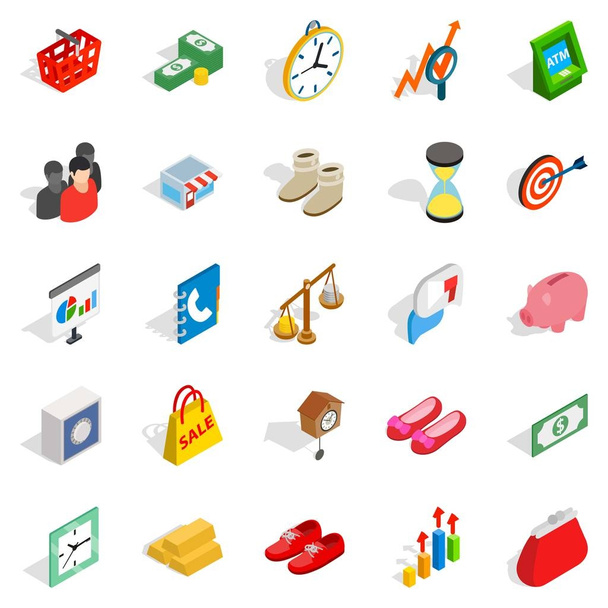 Assistance to business icons set, isometric style - Vektör, Görsel