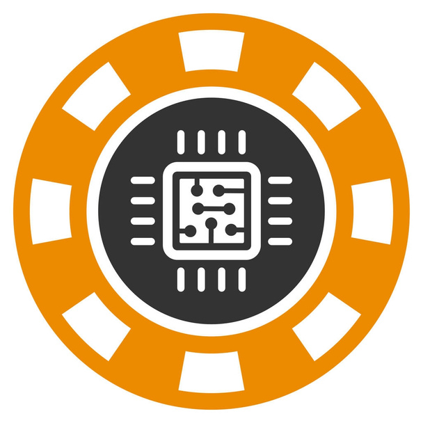 Processor Casino Chip Flat Icon - Вектор, зображення