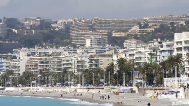Beach and skyline view, nice, south of france - Footage, Video