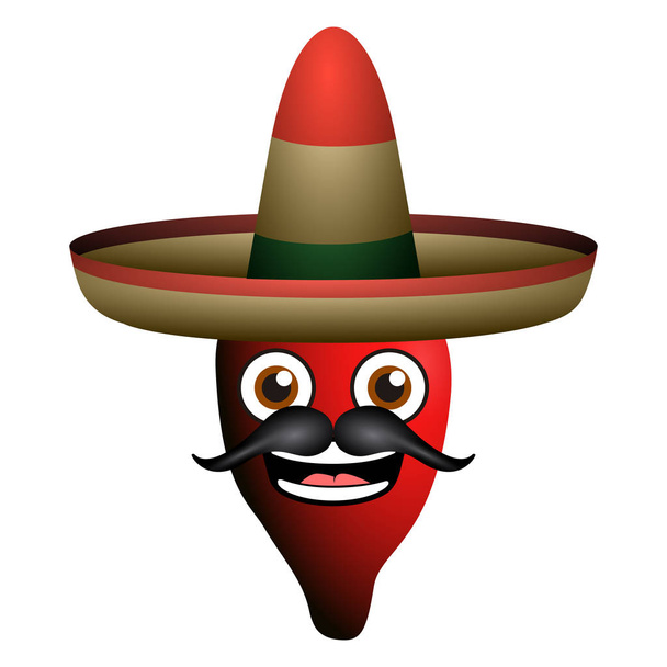 Happy pepper with hat - Διάνυσμα, εικόνα