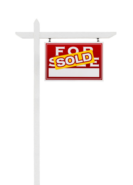 праворуч продано на продаж знак нерухомості ізольовано на білому тлі
. - Фото, зображення
