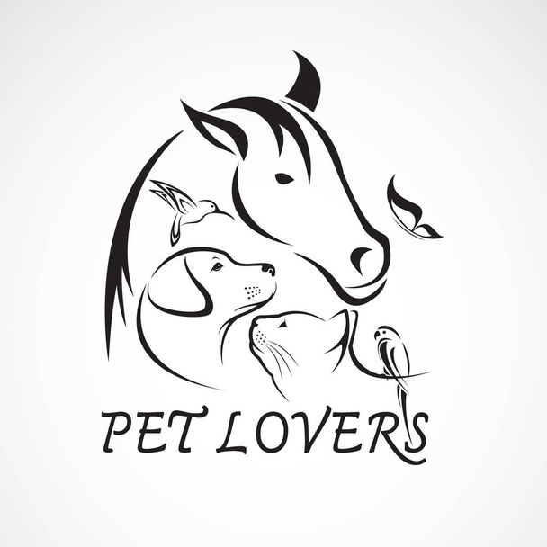 Vector group of pets - Horse, dog, cat, bird, butterfly, rabbit  - Vector, Image