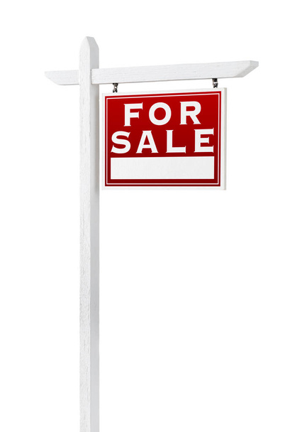 Frente a la derecha en venta Signo de bienes raíces aislado sobre un fondo blanco
. - Foto, Imagen