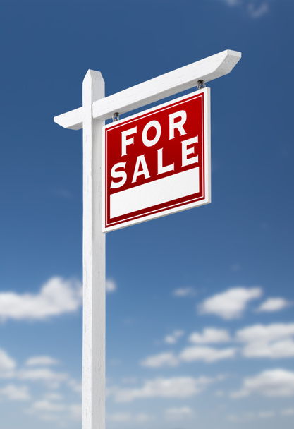 Right Facing For Sale Real Estate Sign on a Blue Sky with Clouds - Photo, Image
