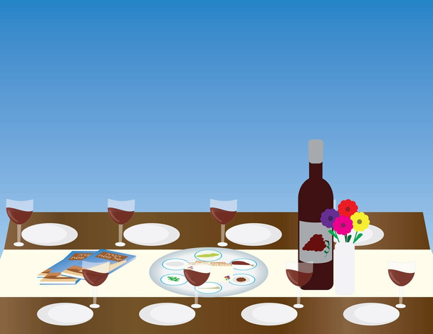 Table Seder de Noël juive de Pâque
 - Vecteur, image