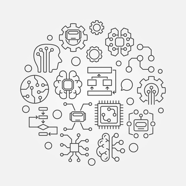 Artificial intelligence round vector concept illustration - Vector, afbeelding