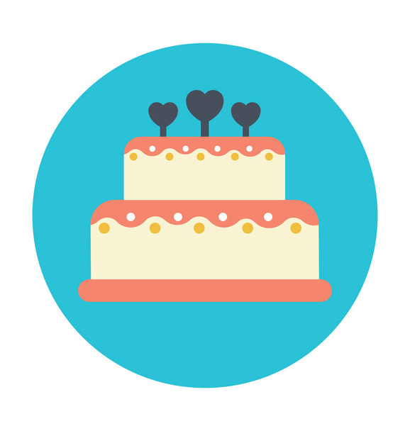 Cake Colored Vector Icon - Vector, afbeelding
