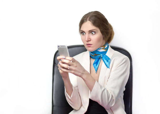 attractive young businesswoman in office receive incredibile news - 写真・画像