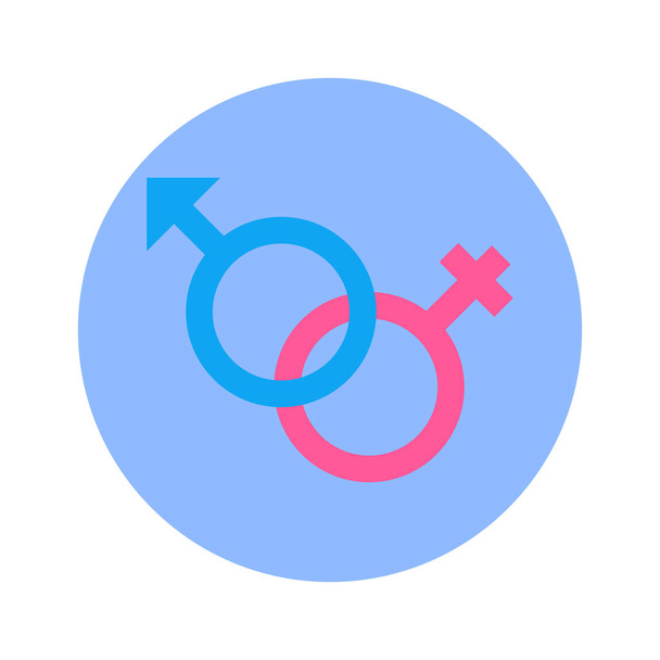 Male And Female Arrow Signs Icon On Blue Round Background Isolated - Vektör, Görsel