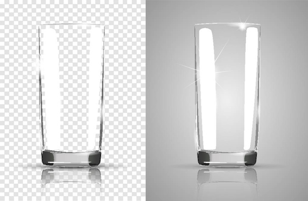 Σετ ποτήρια διαφανή ποτήρια, διαφανή φωτογραφία ρεαλιστική διανυσματικά εικονογράφηση. - Διάνυσμα, εικόνα