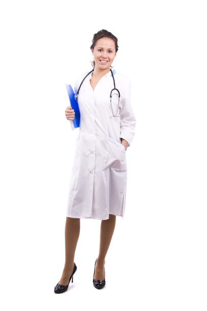 Whole-length female doctor hold folders - Fotó, kép