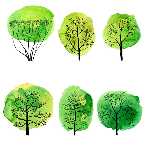 vector set of deciduous trees - Vector, Image