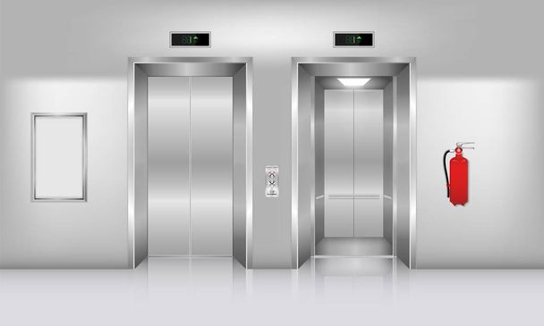 realistischer Aufzug in Bürogebäuden., Innenraumkonzept, Vektor - Vektor, Bild
