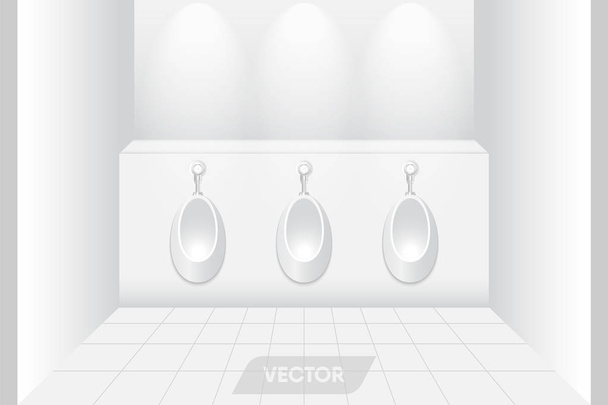 Urinarios de cerámica en la sala de descanso para hombres, Baño interior
  - Vector, Imagen
