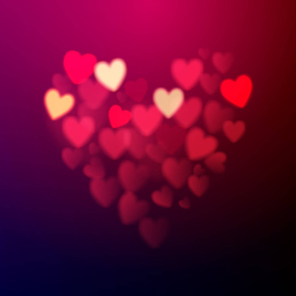 Valentines Day Card made of bokeh hearts - Vektori, kuva