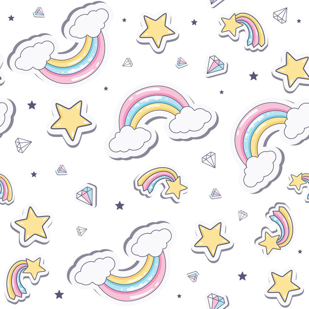 Baby seamless pattern with  rainbow. Vector illustratio - Вектор,изображение