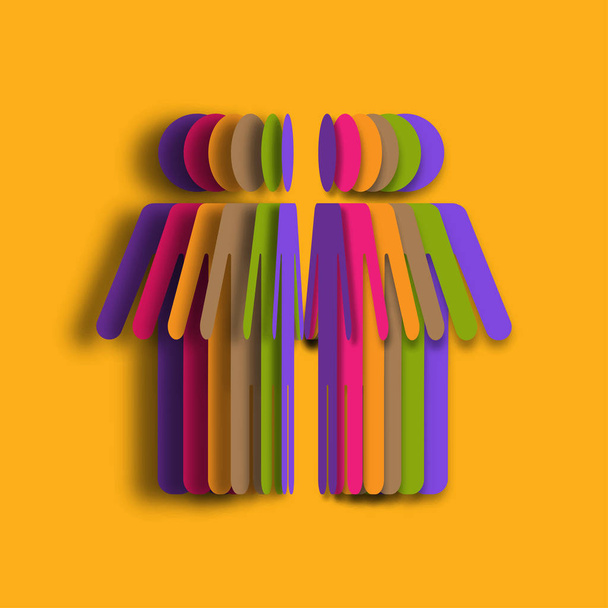 Colorful Paper art of people. 3d illustration paper people. Vector illustration - Vector, Image