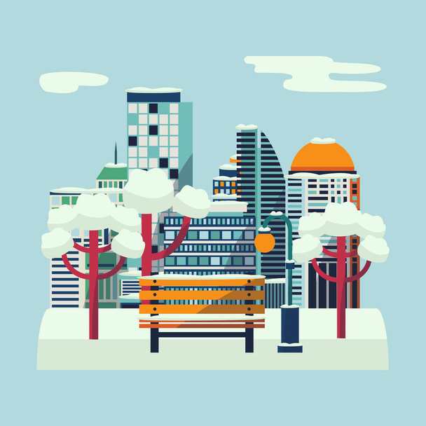 Векторный плоский городской ландшафт, горизонтальный фон
 - Вектор,изображение
