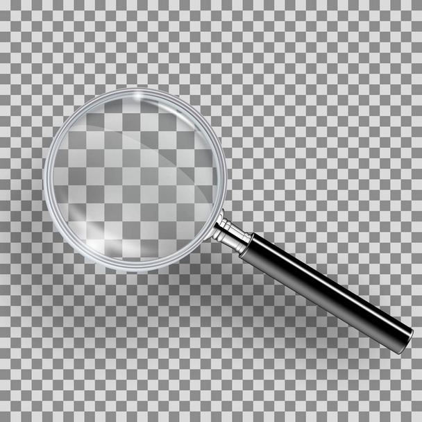 Magnifying glass realistic isolated on transparent background - Vector, Image