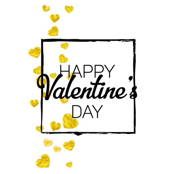 Valentin-nap kártya arany csillogó szívét. Február 14-én. Vektor konfetti a Valentin-nap mintanyomtatvány. Grunge kézzel rajzolt textúra. - Vektor, kép