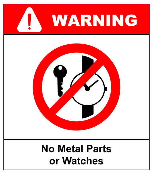 Žádné kovové předměty nebo hodinky, žádný přístup pro lidi s kovové implantáty značky - Vektor, obrázek