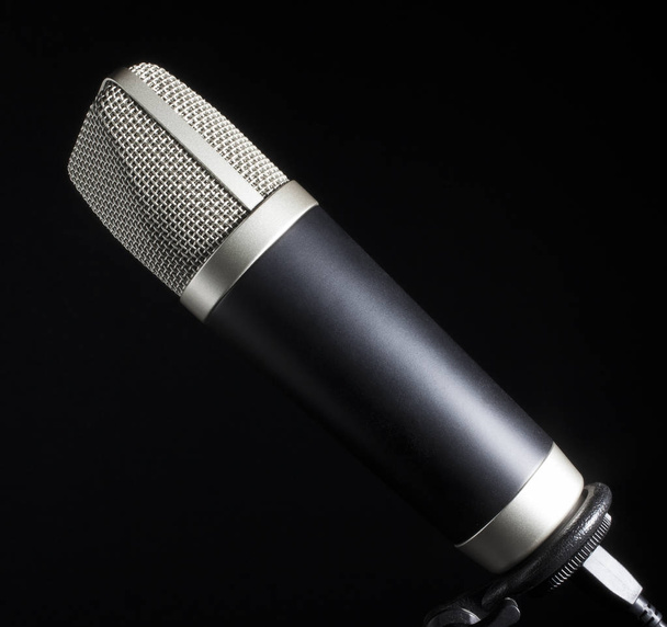 Radio microphone on black - Fotó, kép
