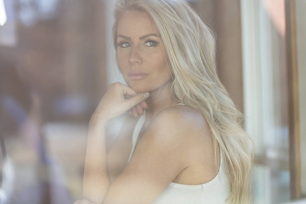 Gorgeous Blonde Model Posing Outdoors - Фото, зображення