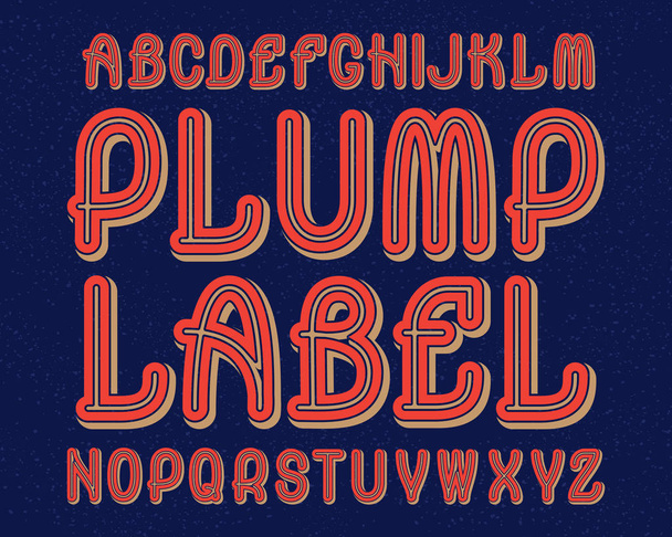 Plump Label typeface. Retro font. Isolated english alphabet. - Vector, Image
