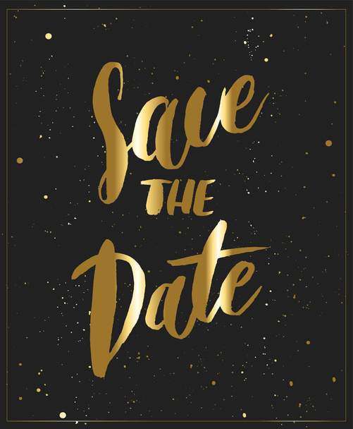 Save the date - gold wedding  calligraphy invitation vector. - Wektor, obraz