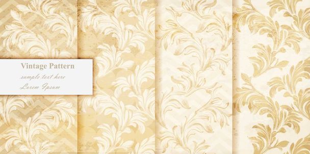 Ensemble de motifs vintage d'ornements classiques en couleur beige Vector
 - Vecteur, image