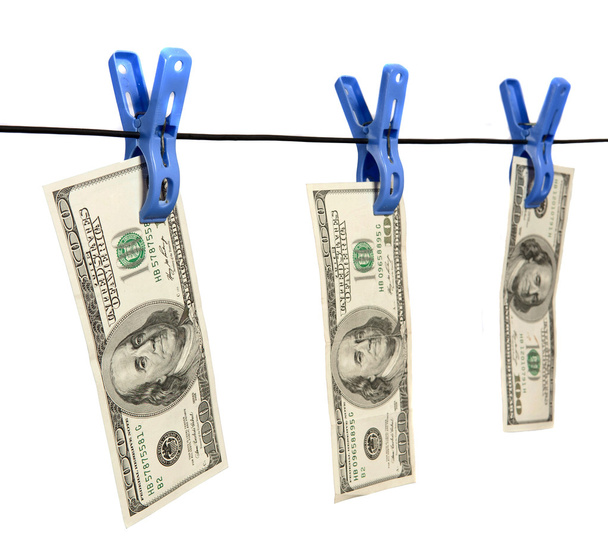 Dollar 's Hanging on Rope with Clothespins
 - Foto, Imagem