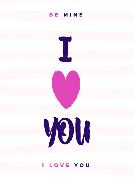Valentines day greeting card with sign i love you and symbol heart - Vecteur, image