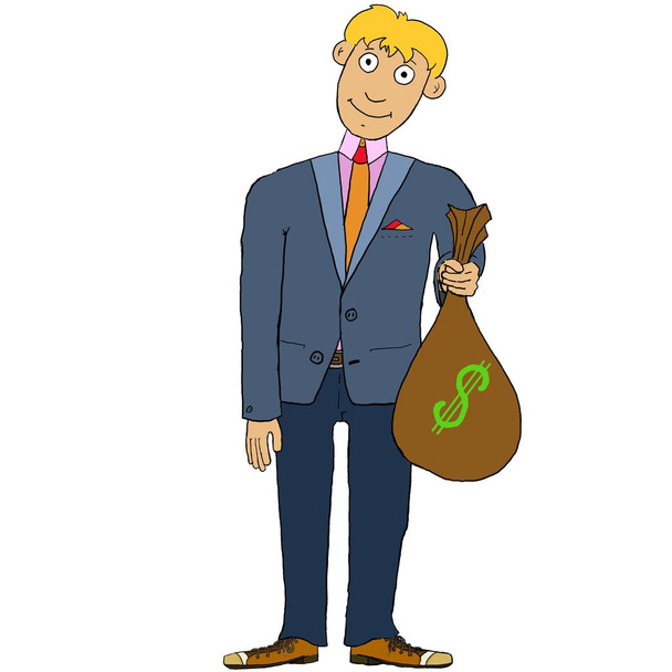 zakenman met een zak geld - Foto, afbeelding