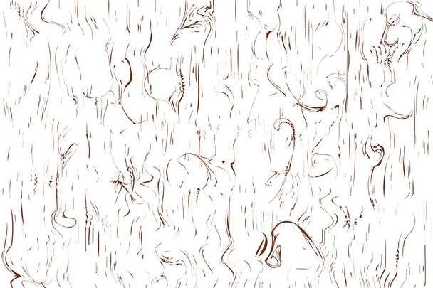 Gnarl lijn patroon textuur hout, oppervlak bruin op witte achtergrond vectorillustratie - Vector, afbeelding