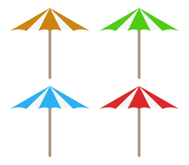 Значок пляжного зонта на белом фоне
 - Вектор,изображение