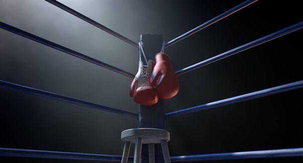 Γωνία πυγμαχίας και γάντια του μποξ - Φωτογραφία, εικόνα