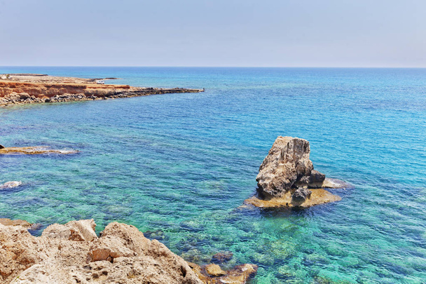 Shore near Lovers Arch. Cavo Greco, Ayia napa, Cyprus.  - Photo, Image