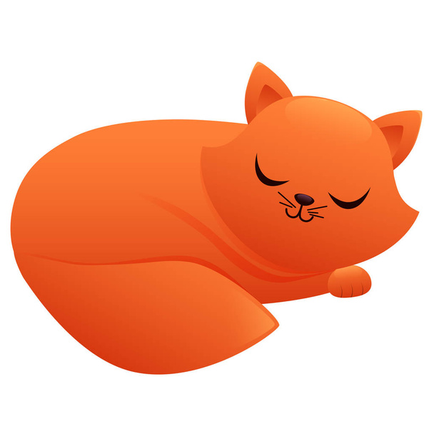 Спящий кот милый мультяшный персонаж
 - Вектор,изображение