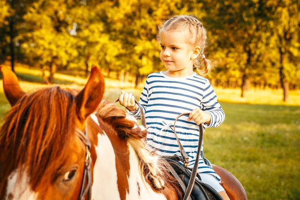 Little girl riding a horse - Fotoğraf, Görsel